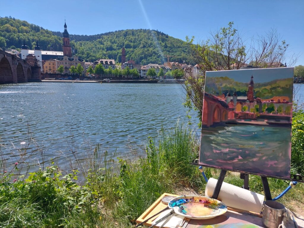 Original und Kunstwerk: Heidelberg und Alte Brücke