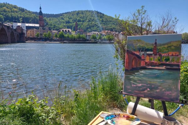 Original und Kunstwerk: Heidelberg und Alte Brücke